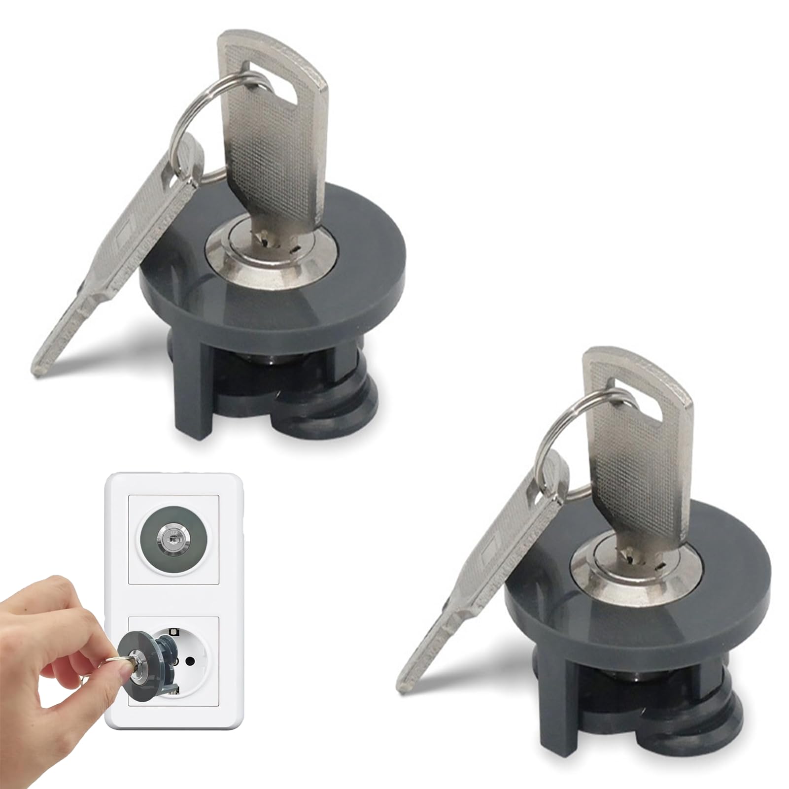 2 Pièces Verrou de Prise,Prise verrouillable,Prise Empêche,Verrou de contact pour prise électrique de sécurité,pour prises Allemagne，empêche Le vol d'électricité et Les Contacts accidentels.
