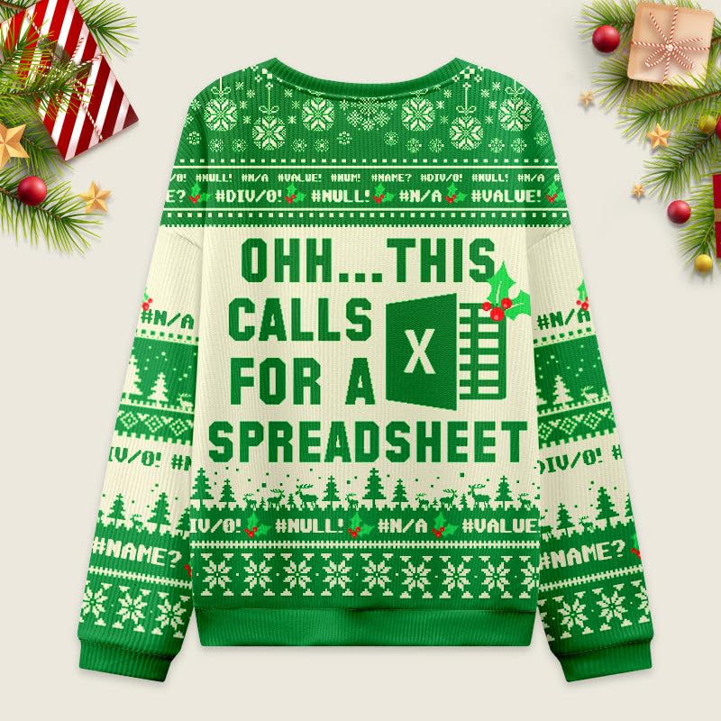 Funny Spreadsheet Ugly Christmas Knit Sweatshirt for Men Women - Image 5