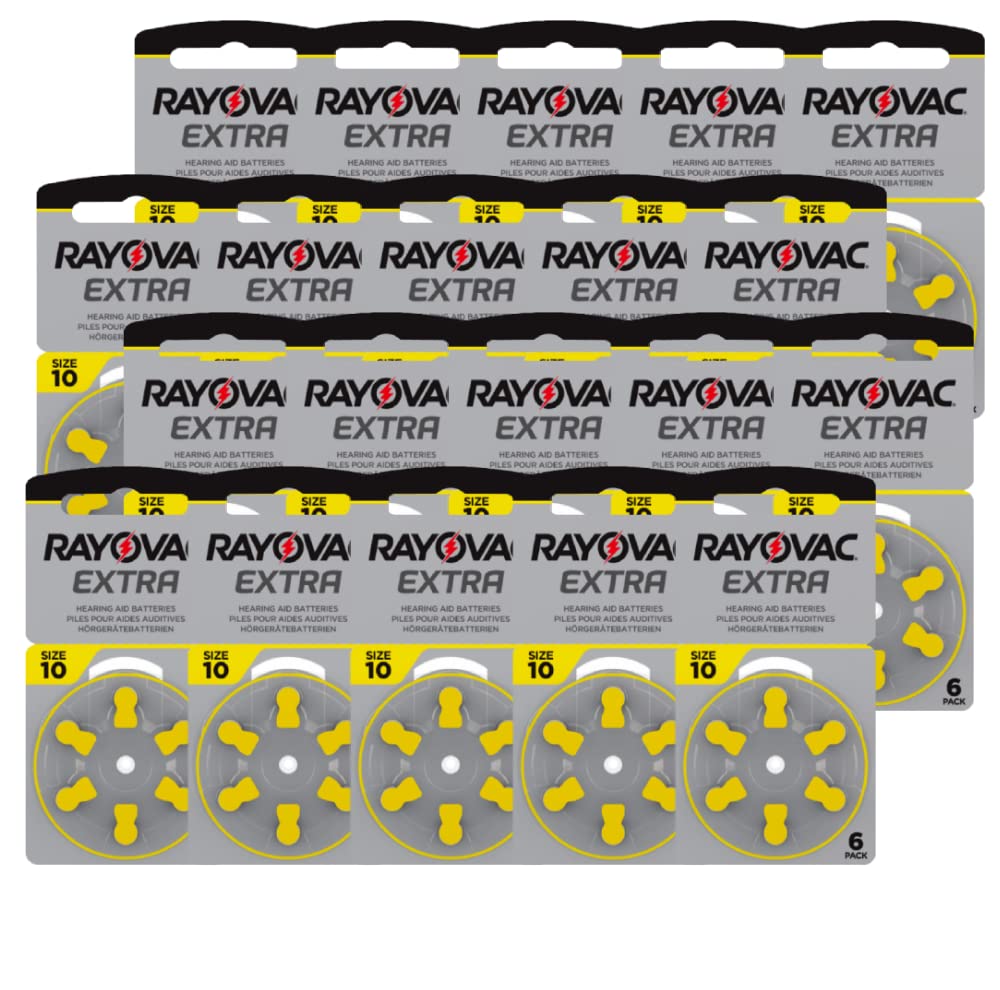 Shop4top 120 RAYOVAC EXTRA ADVANCED SIZE 10 MF PR70 HEARING AID BATTERIES 1.45V ZINC AIR