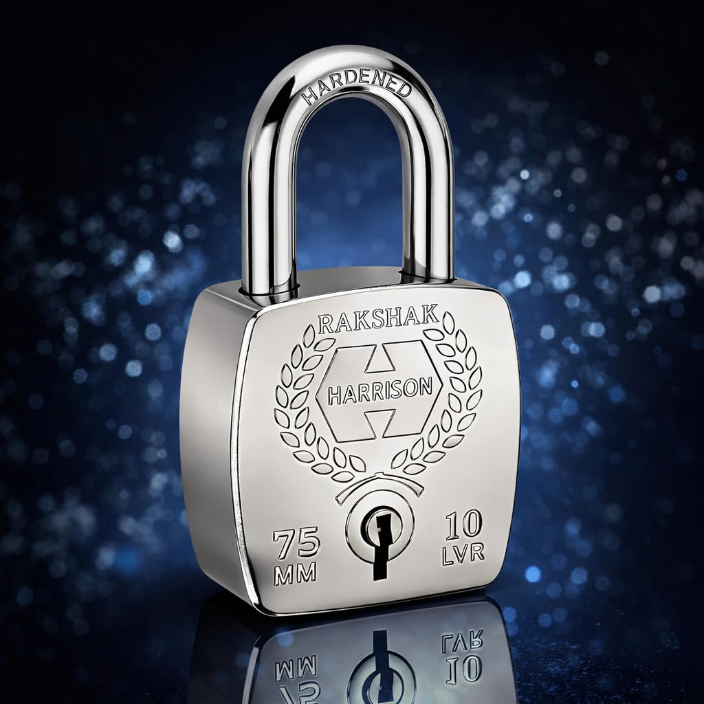 Harrison Padlocks/Square Padlock 75mm 10 Lever with 3 Keys 5564-Rakshak Pack of 1/Padlock, Padlocks, Locks for Home, Locks for Main Door, gate — Amazon image 5