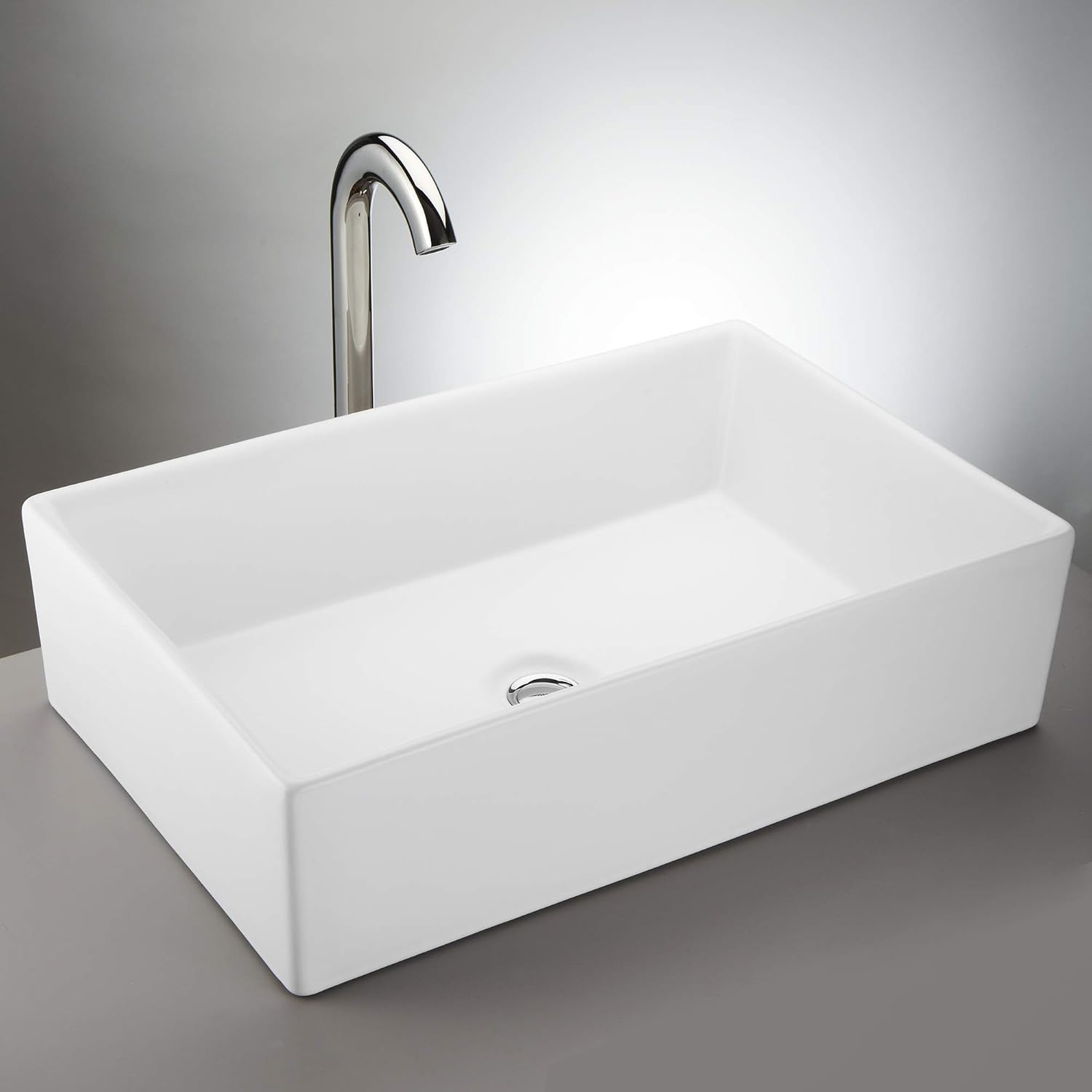 Get Special Price Krone Above Counter Rectangle Vessel Sink, Modern Basin for Vanities comes in Glossy and Matte Finish