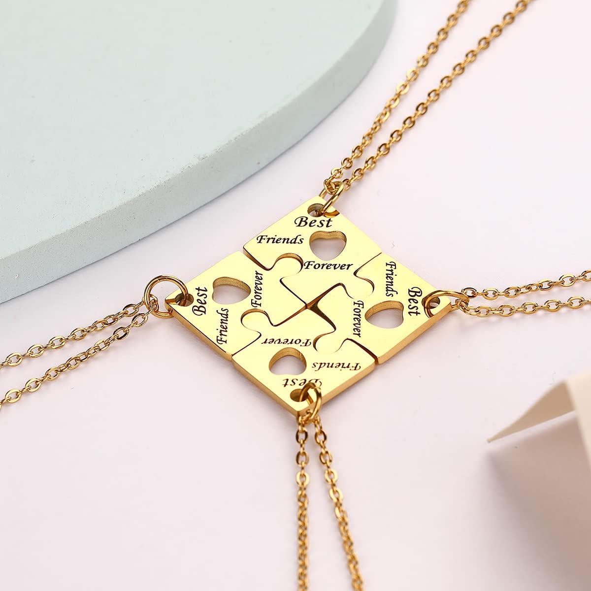 Yonhon BFF Necklace for 3/4/5/6 Stainless Steel Family Friendship Puzzle Sister Keychain Set - Image 4