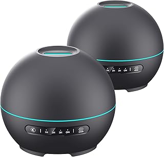 2 Pack Essential Oil Diffuser,Super Quiet Aroma Humidifier,200ml Ultrasonic Aromatherapy Diffuser with 4 Timers & 7 Colors Changing Flame Lights,Water Shortage Auto-Off Vaporizer for Home,Office