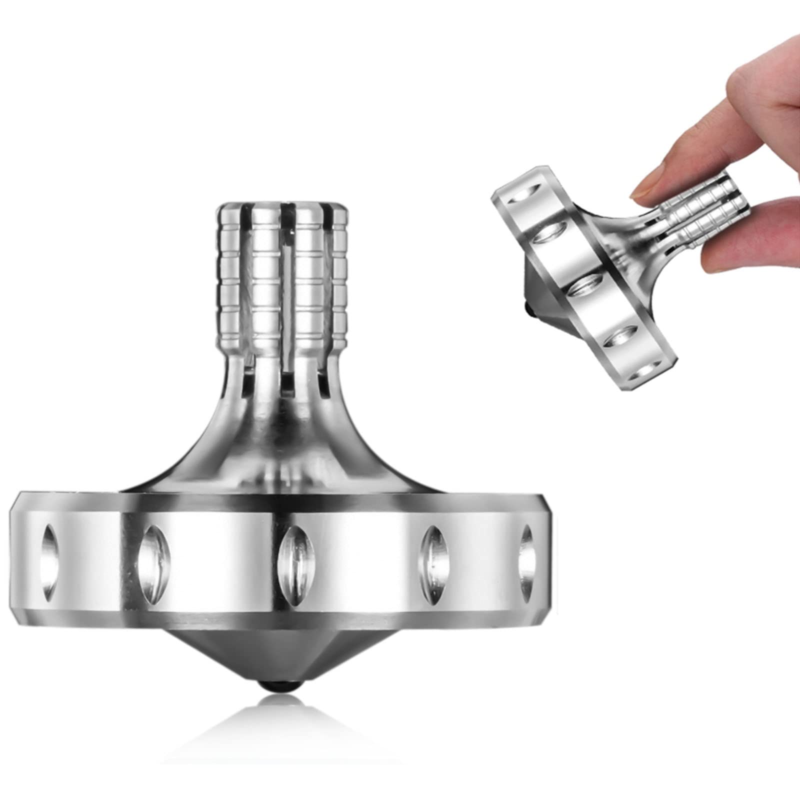 Precision Titanium Spinning Top, Long Spin Time easily exceeding 10 minutes, Perfect Balance, Well made, Wear-resistant, Drop-resistant, Non-rusting (Vulcan Silver)