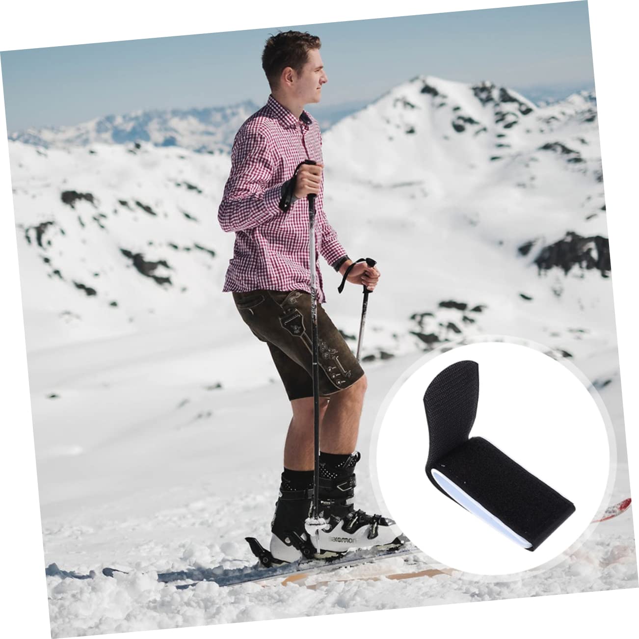 POPETPOP 6pcs Snowboard Fixing Straps Xmas Nylon Black for Outdoor Skiing