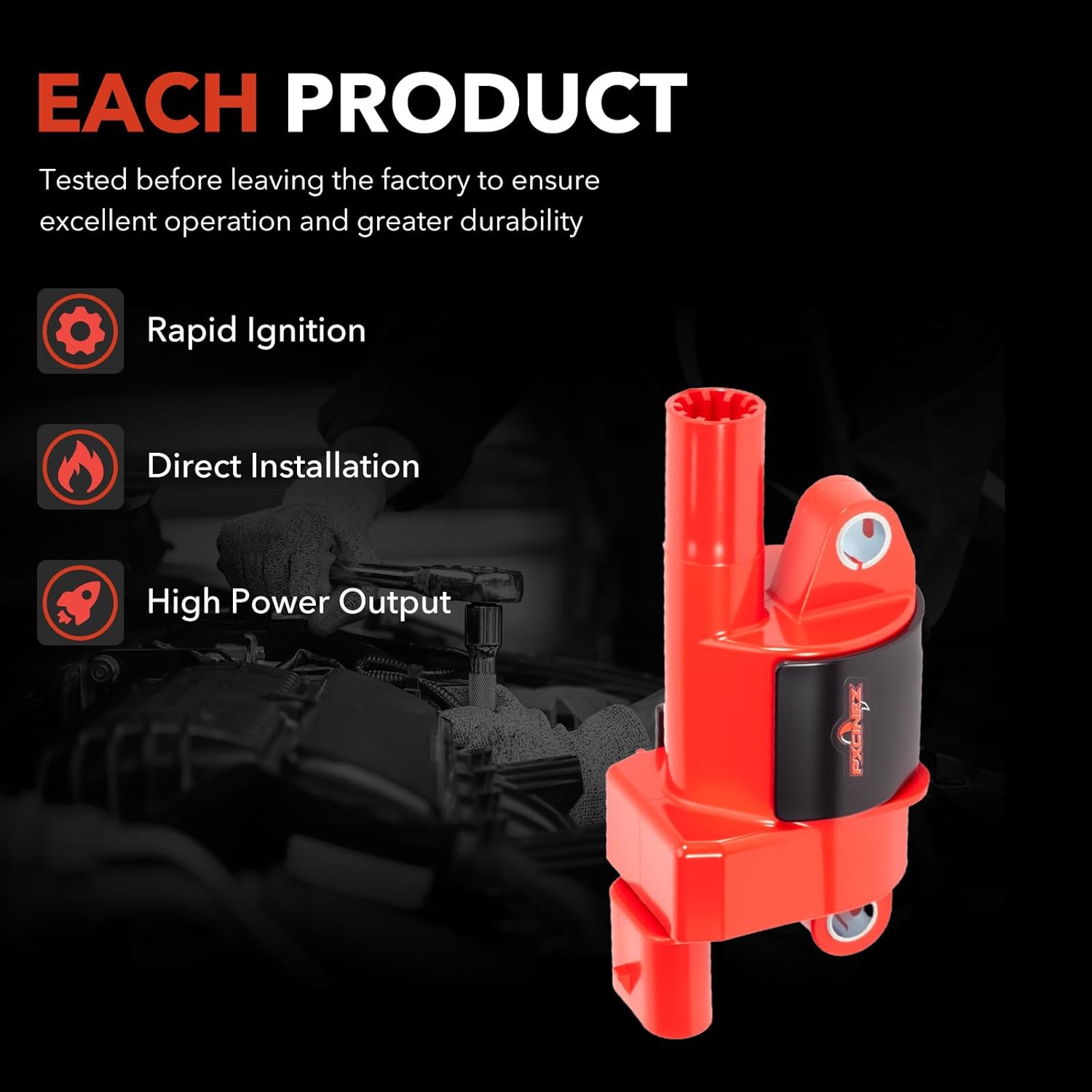 Set of 8 Round Ignition Coil Pack & Spark Plug Wire Harness for 5.3 4.8 V8 Chevy Silverado Suburban Tahoe Avalanche GMC Yukon Sierra Canyon Savana 2007-2017 Replaces UF414