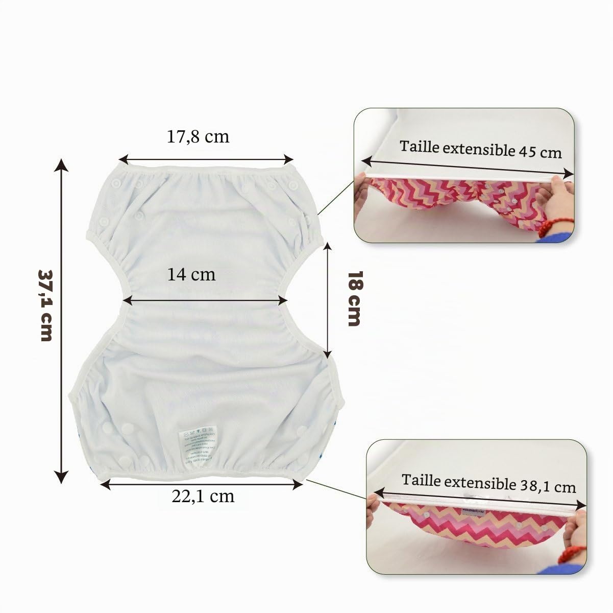 Teamoy (2 Paquets) Couches de Bain Lavables pour Bébé Jusqu’à 3 ans, Maillot de Bain Ajustable pour Garçons et Filles, Avion + Sourire