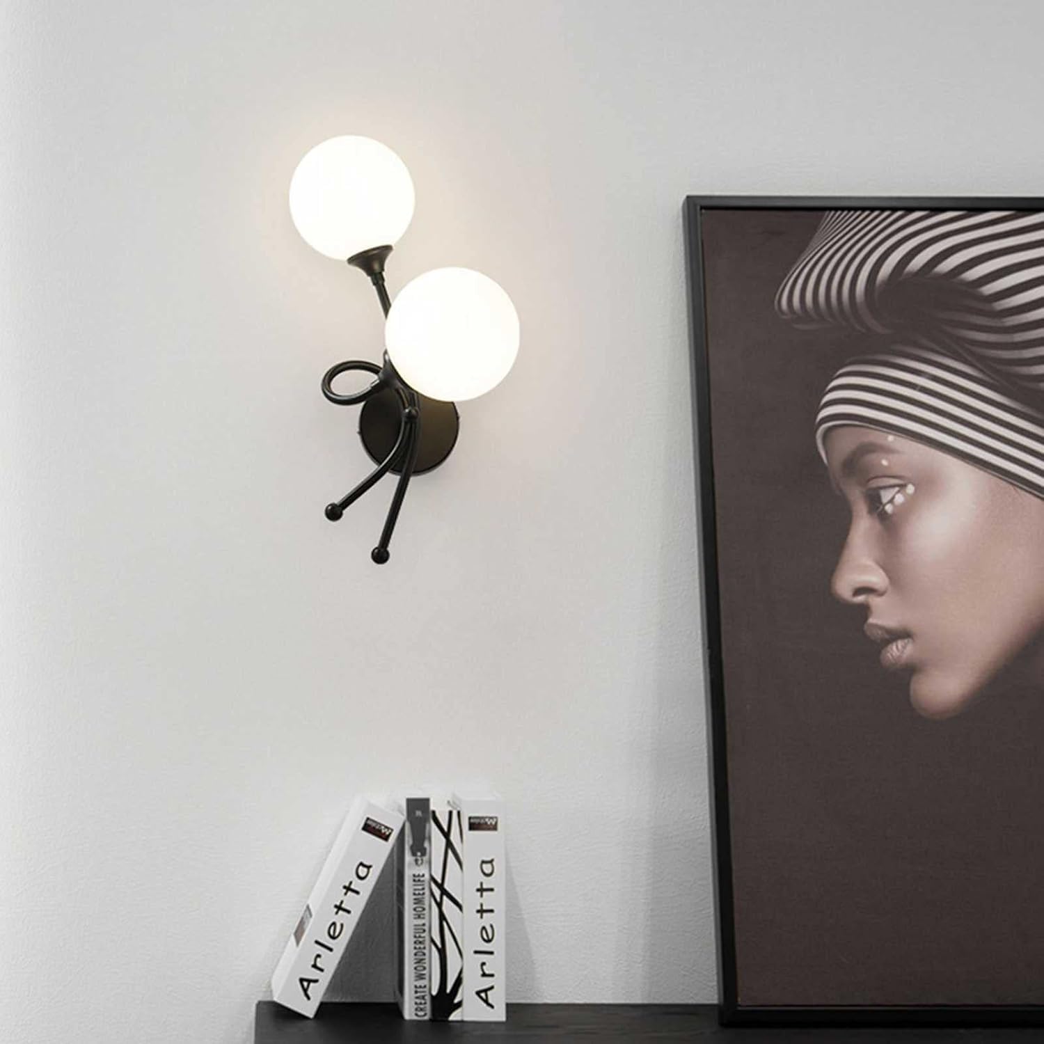 Wall lamp, Led ウォールランプトリコロール調光ゴールド壁取り付け用燭台工業用マットグローブガラスウォールライトリビング
