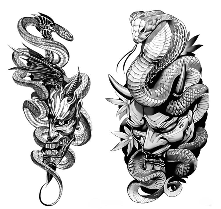 BeyondTattoos 2 Blätter Cobra Tattoo Japan Tattoo...