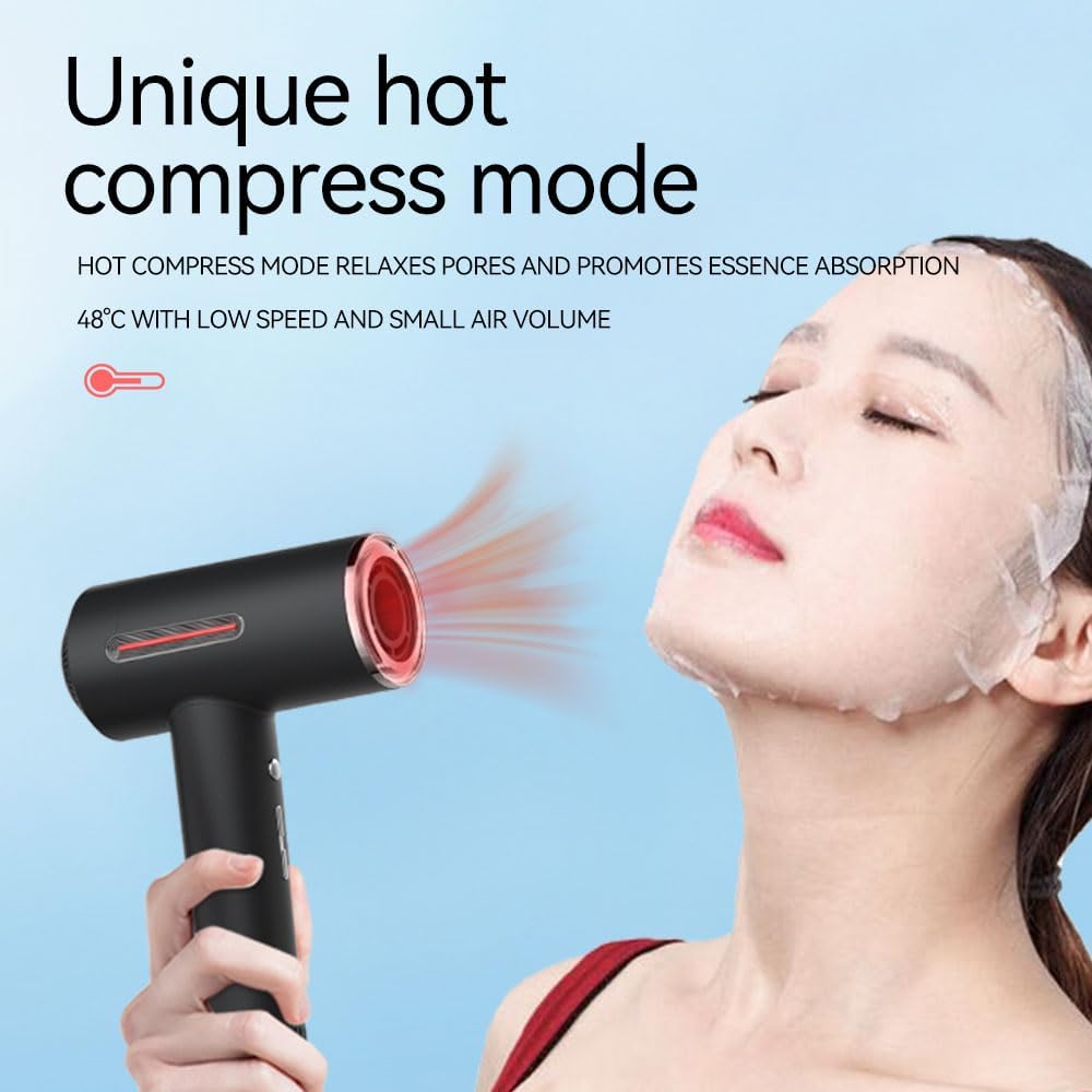 Hair Dryer with Diffuser, Fast Drying Blow Dryer,110,000 RPM Brushless Motor, High Speed, Ionic,No Heat Damage, for Travel, Home (Gray)