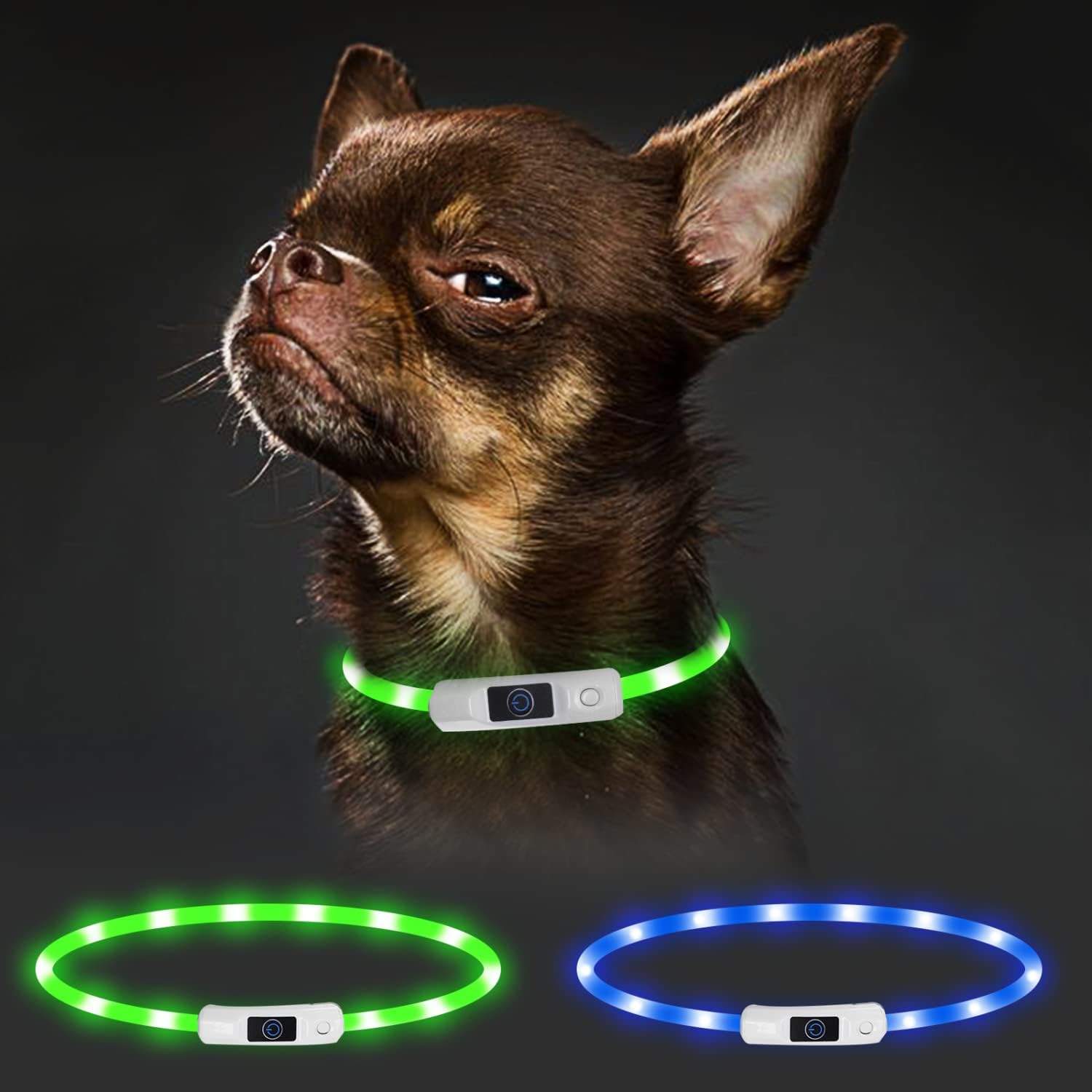 Light Up Dog Collars, Nobleza USB Rechargeable Waterproof Glow in The Dark Dog Collars for Night Safety with 3 Lighting Modes,…