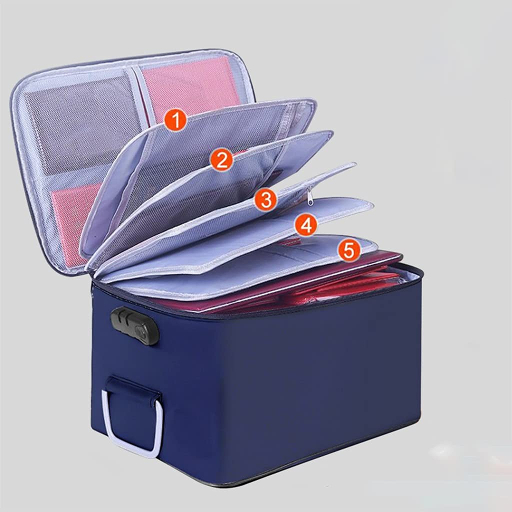 JFGCTYHXY Document organiser, Document Holder with Zipper, Important Organizer, Storage Bag Waterproof(Navy)
