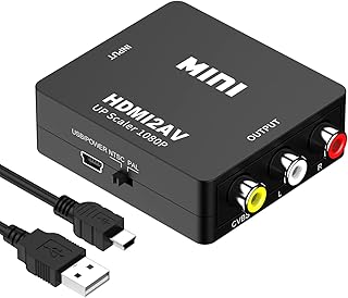 HDMI to AV Converter, HDMI to RCA Adapter, 1080p HDMI to AV 3RCA CVBs Composite Video Audio Converter Adapter for TV/PS3/VHS/VCR/DVD/PC/Blu-Ray DVD