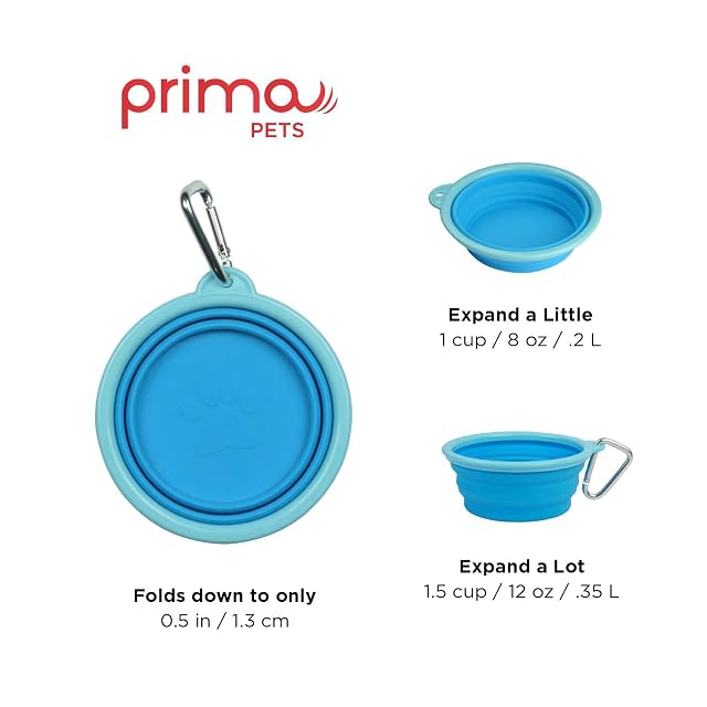 Foto 4 de 8 de Prima Pet Expandable/ Collapsible Silicone Food & Water Travel Bowl with Clip for Small & Medium Dog and Cat