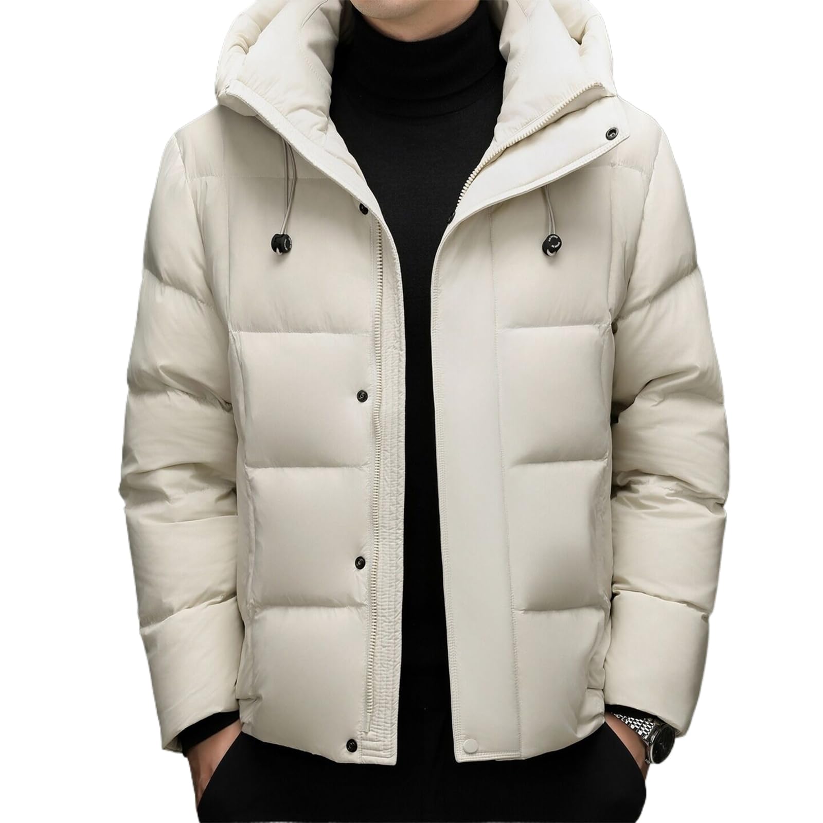 Mens Winter Hooded Puffer Jacket Thick Warm Down Coat