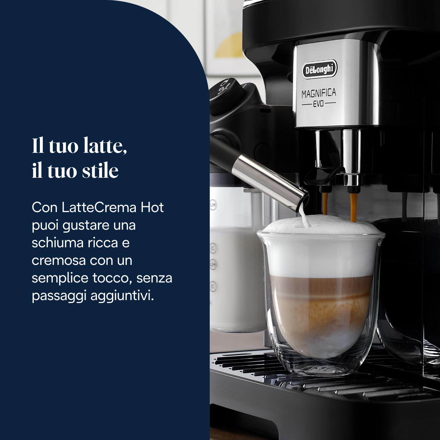 De'Longhi Magnifica Evo ECAM292.81.B, Macchina da caffè Automatica, Chicchi macinati al momento, Caraffa MontaLatte Automatica per Cappuccini, 7 Bevande One Touch, Spegnimento Programmmabile, Nero