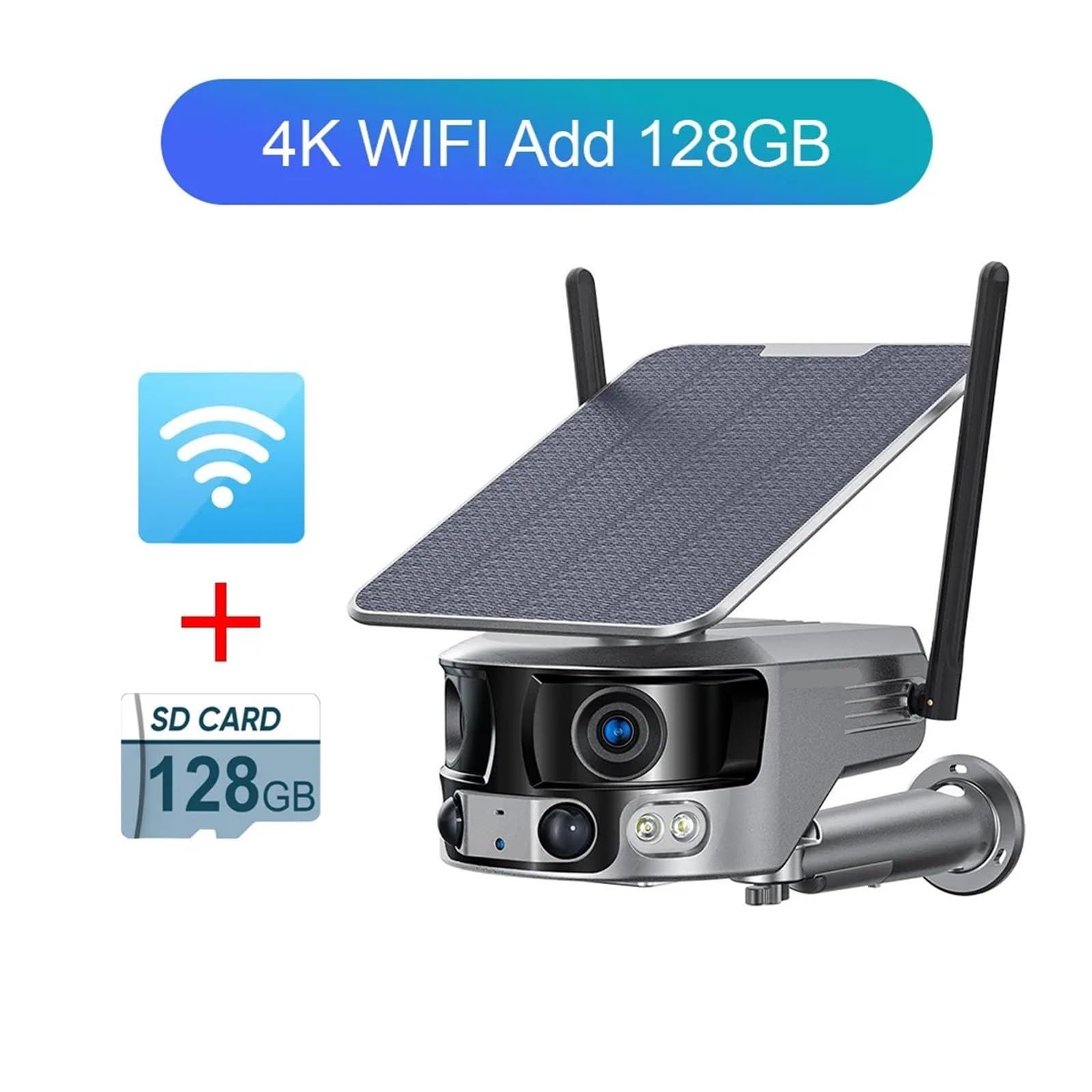 Caméra de sécurité Solaire à Double Objectif 8MP 4K