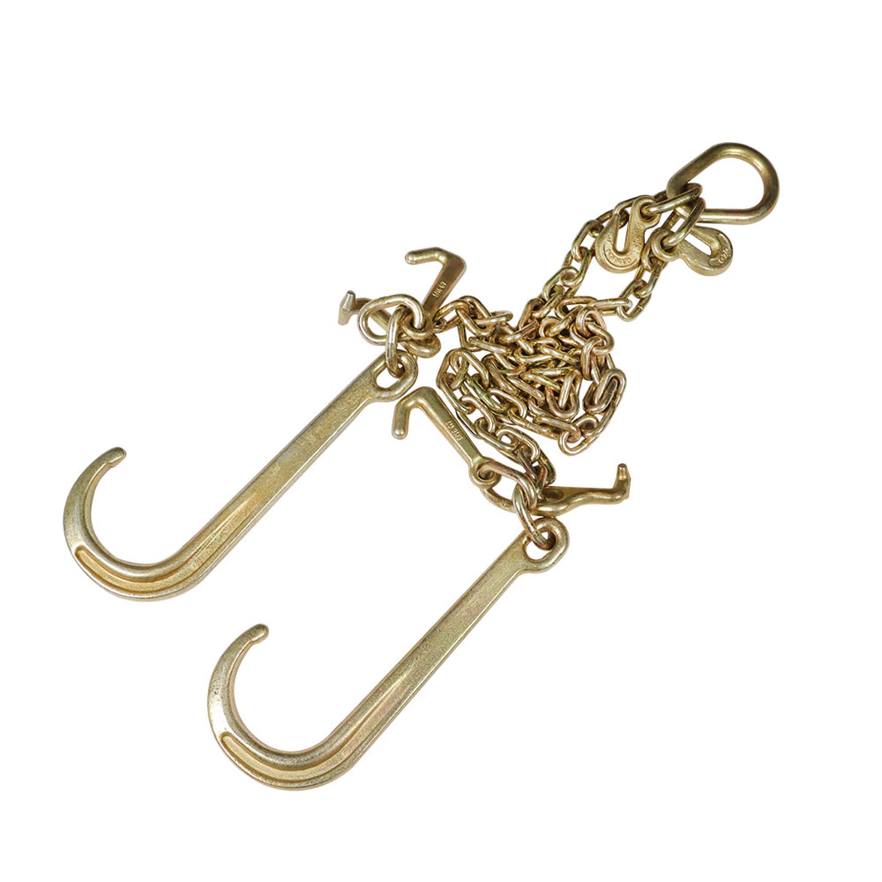 munirater Brida de cadena en V de 5/16 pulgadas x 3 pies grado 70 con ganchos en J de vástago grande de 15 pulgadas, accesorios de cadena de camión de remolque, remolque plano