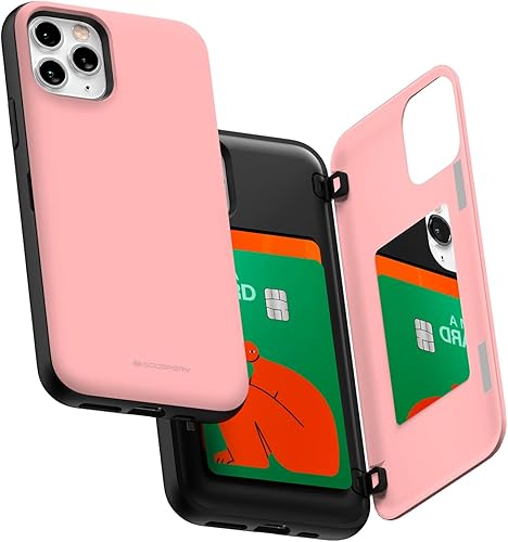 GOOSPERY Funda tipo cartera para iPhone 11 Pro con tarjetero y protector de doble capa para teléfono (rosa) GOOSPERY Funda tipo cartera para iPhone 11 Pro con tarjetero y protector de doble capa para teléfono (rosa)