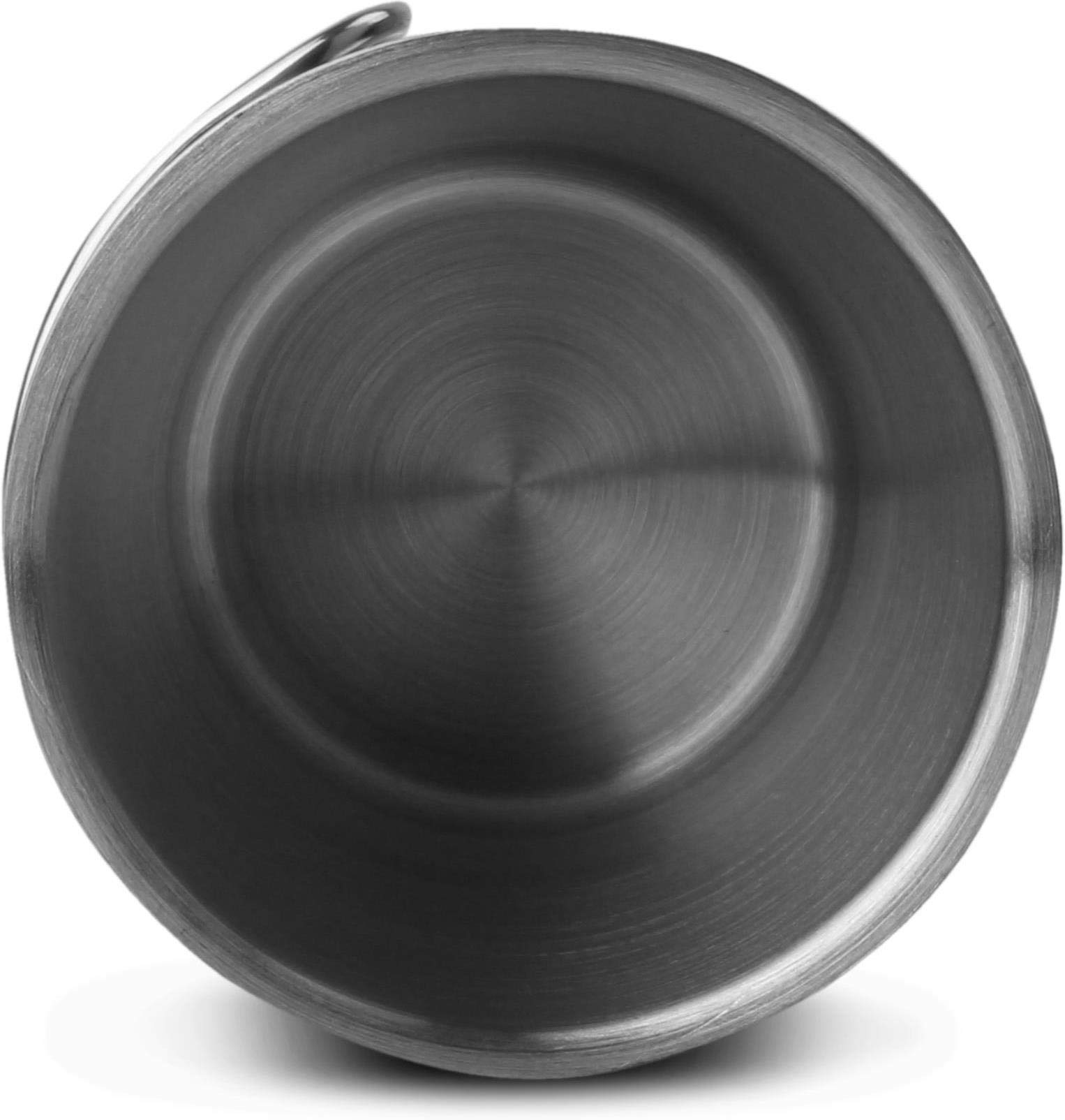Outdoor Geschirr-Set bestehend aus Bundeswehr Kochgeschirr, 5-teiligem Besteck und Tasse mit klappbarem Henkel und Deckel - rostfrei und hitzebeständig