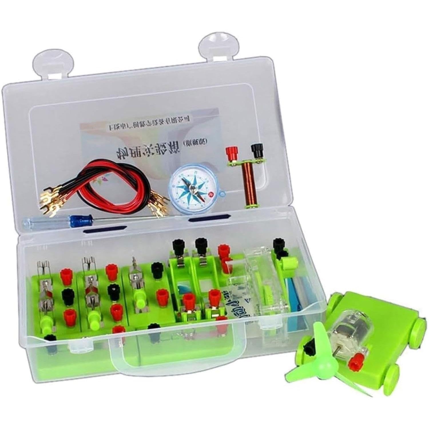 Kit sperimentale for collegamenti in Serie e in Parallelo, Attrezzatura elettrica di Base con scatole Batteria, interruttori e portalampade
