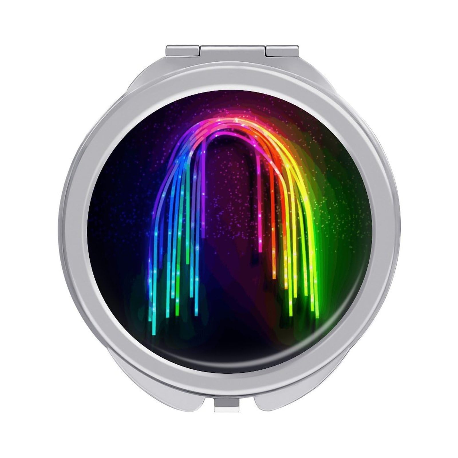 JTREHY Rainbow Neon Makeup Mirror Portable Folding Mirror Compact Travel Mirrors 2-Sided Round Pocket Mirrors Cute Handheld Beauty Mirror for Handbag Purse for Women Gift