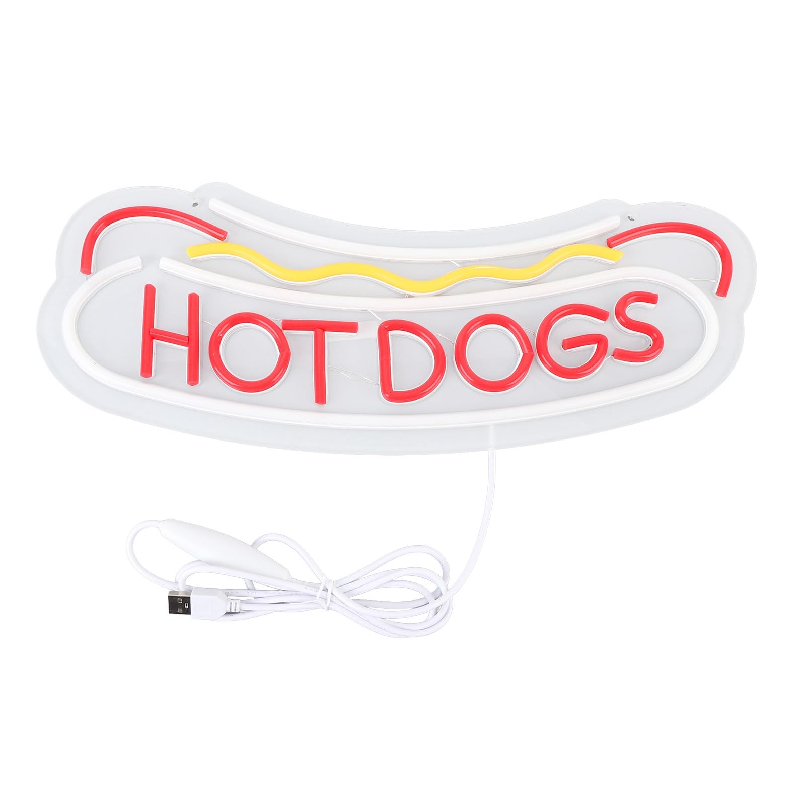 Letrero de neón para perros calientes en tu puesto de comida rápida callejero