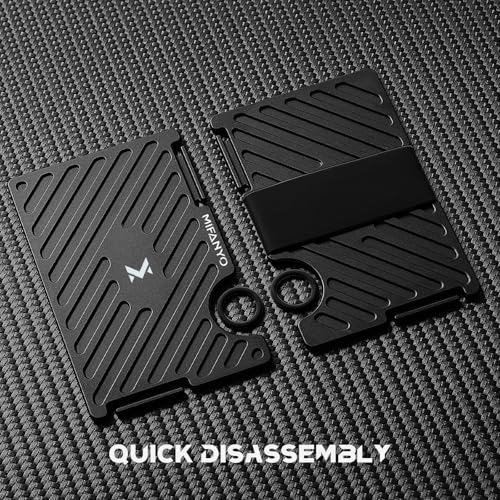 Image of Wallet for Men, Minimalist Metal Card Holder with Cash Strap, Slim Front Pocket Wallet, RFID Blocking, Black, LK-01