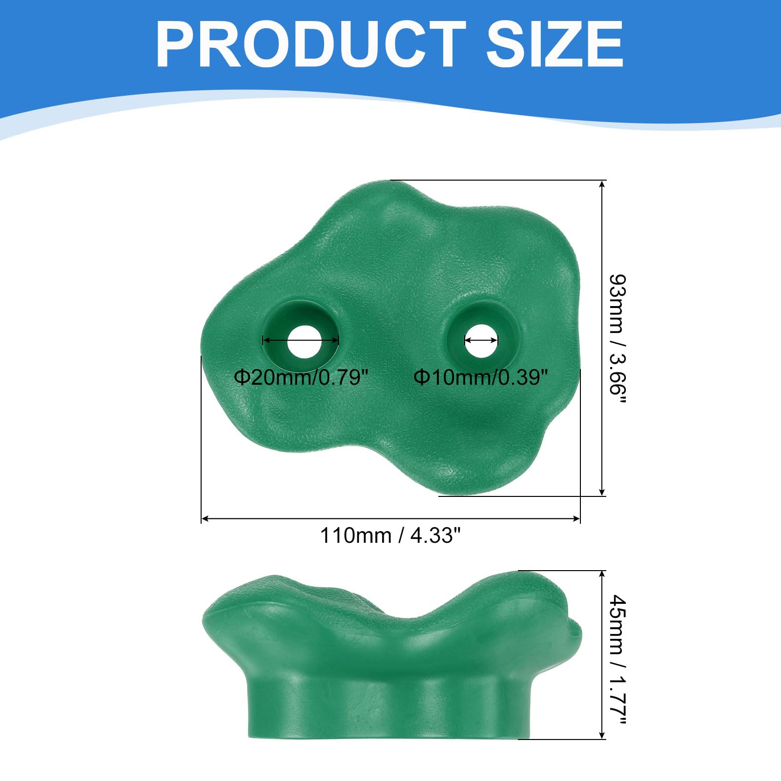 PATIKIL Rock Climbing Holds, 10 Pcs Large Climbing Rock Wall Grips Play Set Climber Attachments with Double Hole for Playground Accessory Indoor Outdoor Tree Training, Green-B