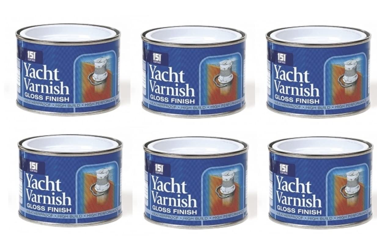 6 x Yacht Varnish Gloss Finish 180ml Water Proof