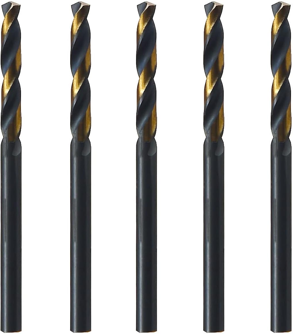 MAXTOOL 1/8" 5pcs Identical Screw Machine Drills HSS M2 Twist Stub Drill Bits Black & Bronze Fully Ground Straight Shank Short Drills; SMF02H10R08P5
