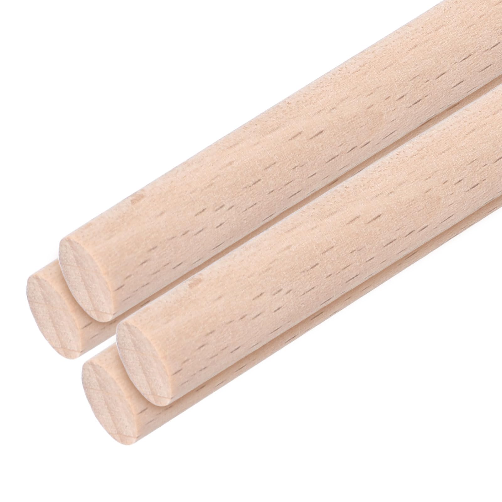 sourcing map Wooden Dowel Rods,10mmx300mm Round Wooden Rod Unfinished Solid Wood Sticks Crafts Wand for Arts Decoration, Craft and DIY Projects Wand,Pack of 4