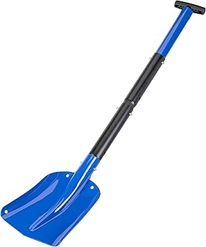 CARTMAN 41 Inch Folding Emergency Snow Shovel 4 Piece Aluminum Lightweight Portable Sport Utility Shovel for Car Trunk Camping Garden Beach, Blue