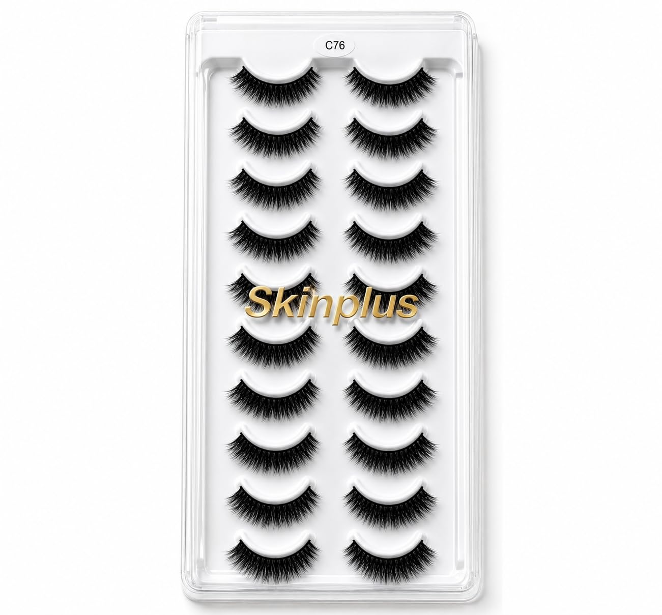 SKINPLUS False Eyelashes 10 Pairs Reusable 3D Mink Effect Lashes, Natural Wispy Volume Strip Lashes, Lightweight Handmade Fake Eyelashes for Women Makeup, Black-image-38