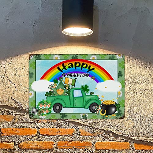 Plaque murale en métal Saint-Patrick déco trèfle camion vert rétro pour salon - 4