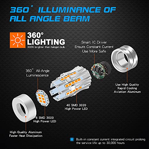 Sidaqi 1156 7507 Led Bulbs Amber For Front Rear Turn Signal Bulb Built-In Load Resistor 46 Led 42W Bau15S Py21W 1141 7507 Led Turn Signal Bulb Canbus Error Free 12-24V (2Pcs) #TOP3