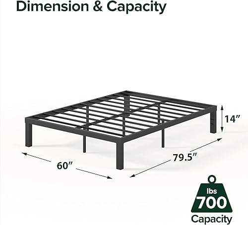 Miniatura 38 de Plataforma de metal, marco para cama Zinus Quick Lock 16 pulgadas, base para cama, no necesita caja de resortes, Acero, Negro