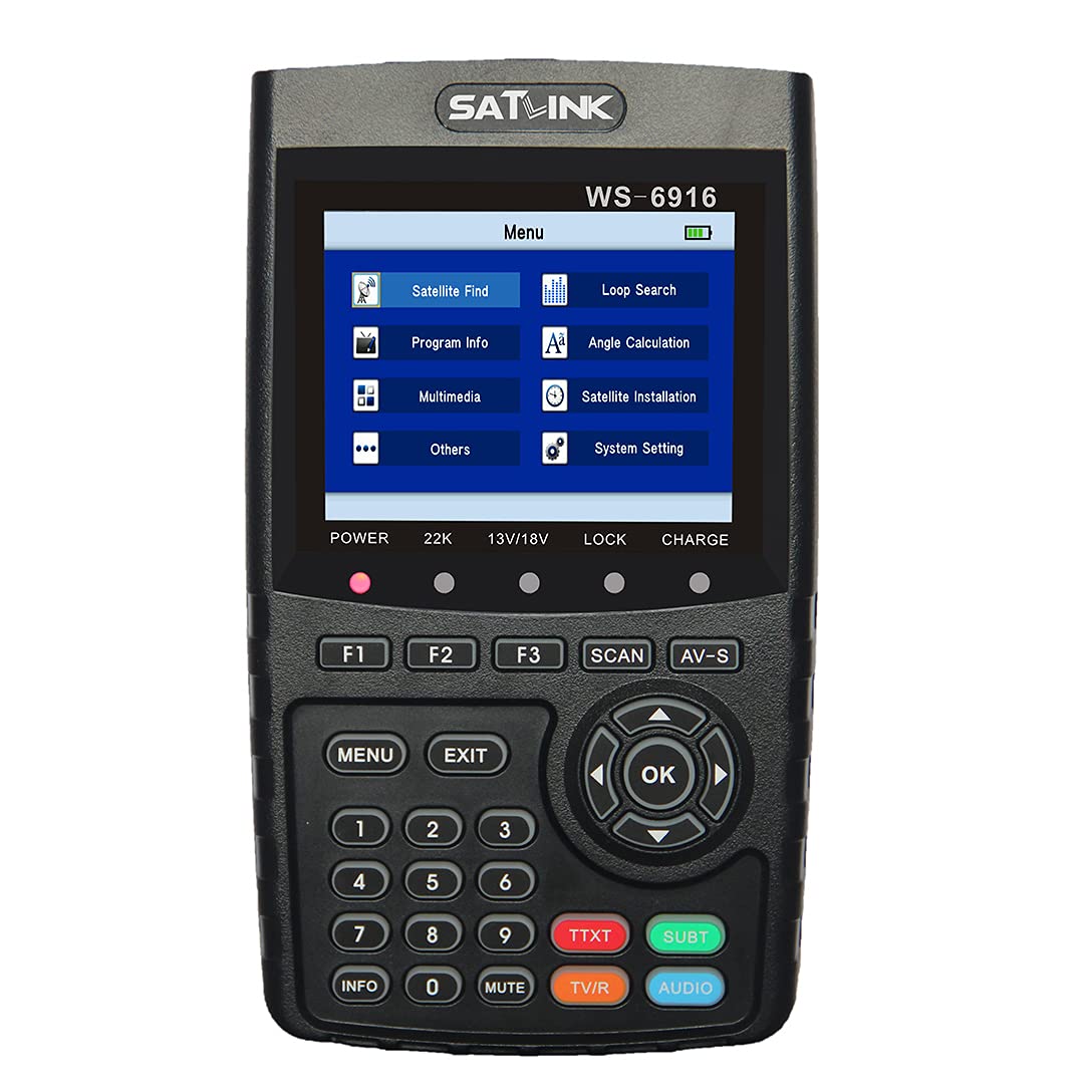 TOZTVXU Digital Satellite Finder Meter HD Digital Satellite TV Finder Digital Satellite Signal Finder Meter DVB-S2 MPEG-2/MPEG-4 Satlink High Definition Satellite Meter TFT LCD Screen