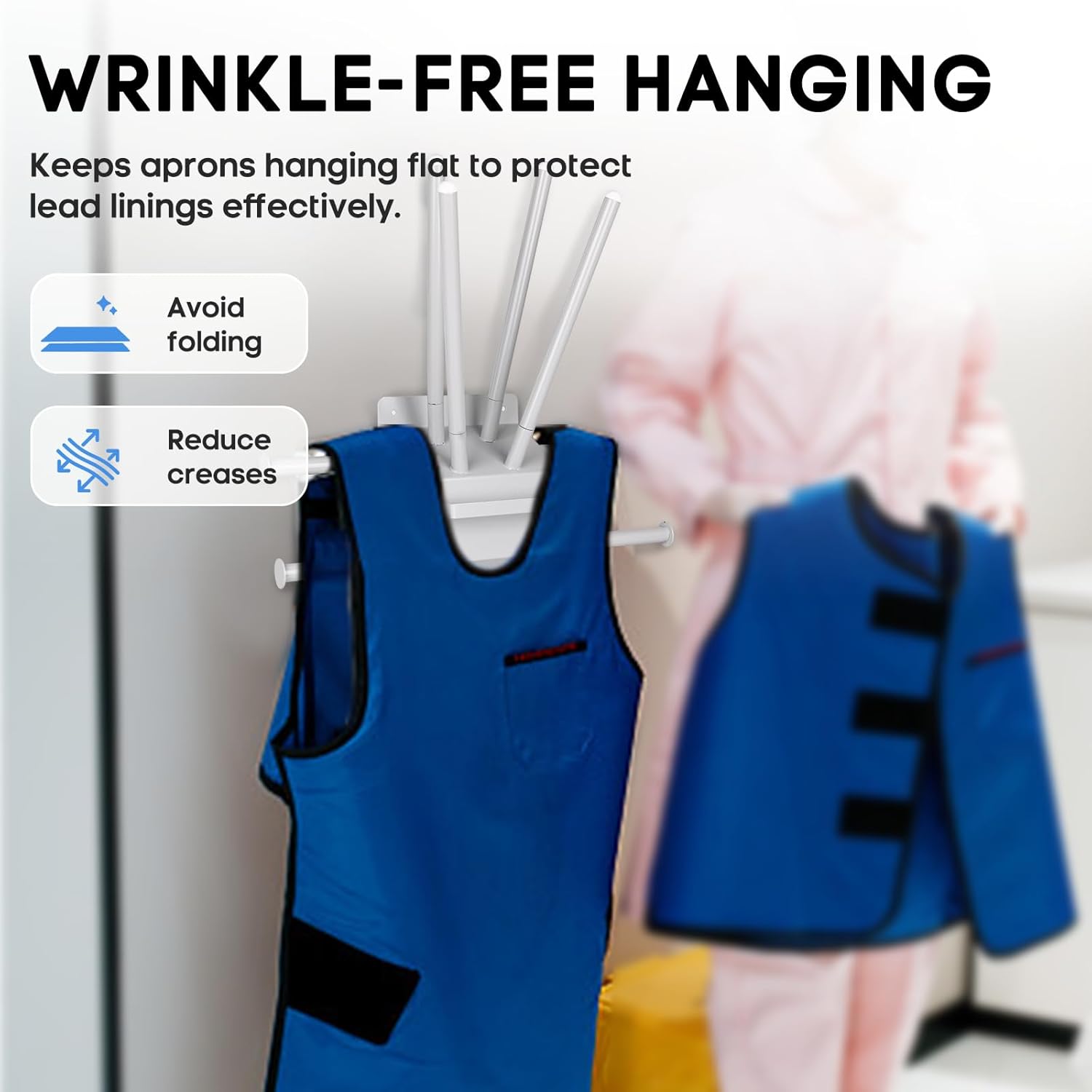 Wall-Mounted Apron Hanger for 2 Aprons & 4 Gloves with Anti-Slip Design