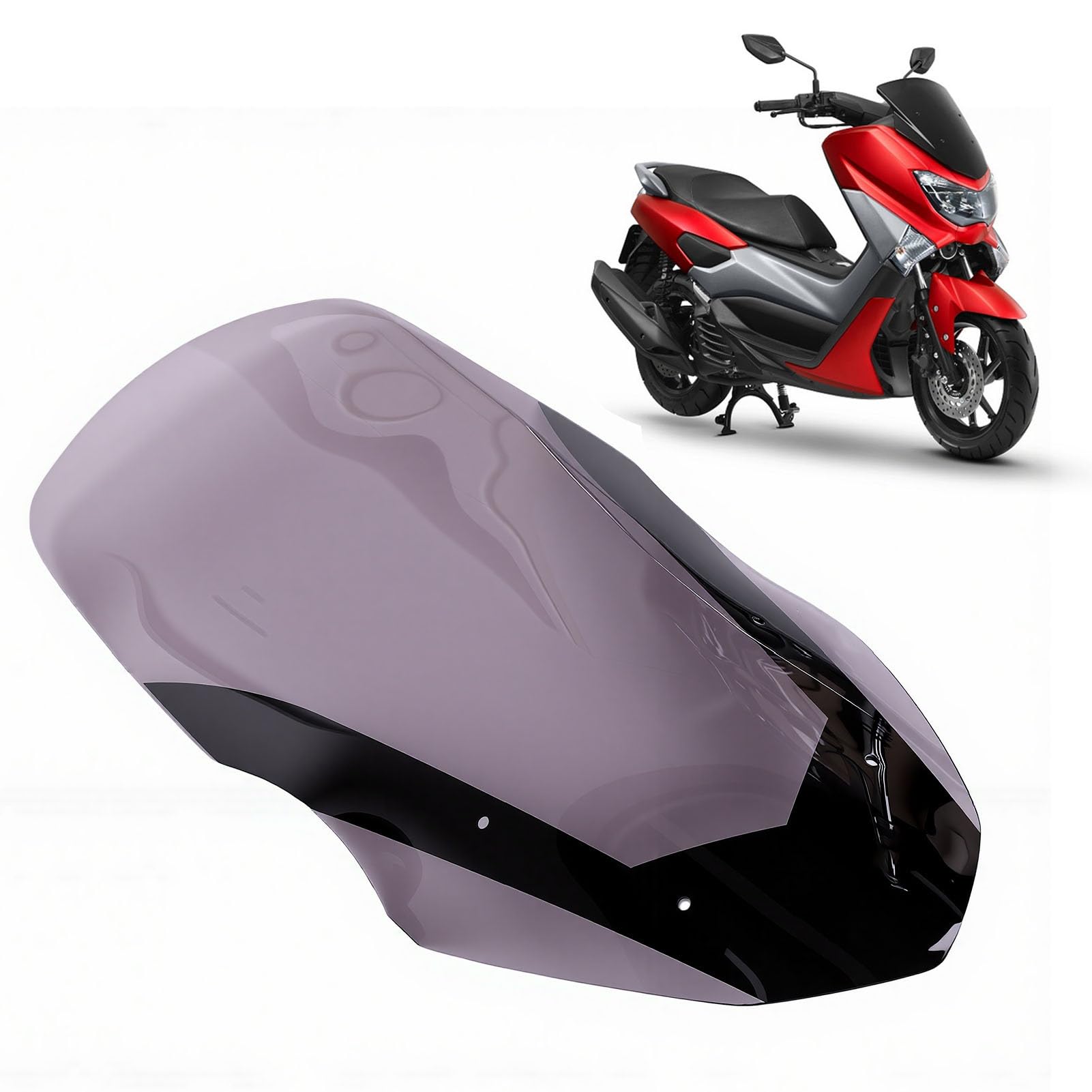SIXRUN Parabrezza per NMAX155 Schermo Anteriore Moto Grigio Materiale Antiurto Design Ottimizzato del Flusso d'aria Sostituzione per NMAX155 2016 2017 2018 per Ciclisti Pendolari Urbani