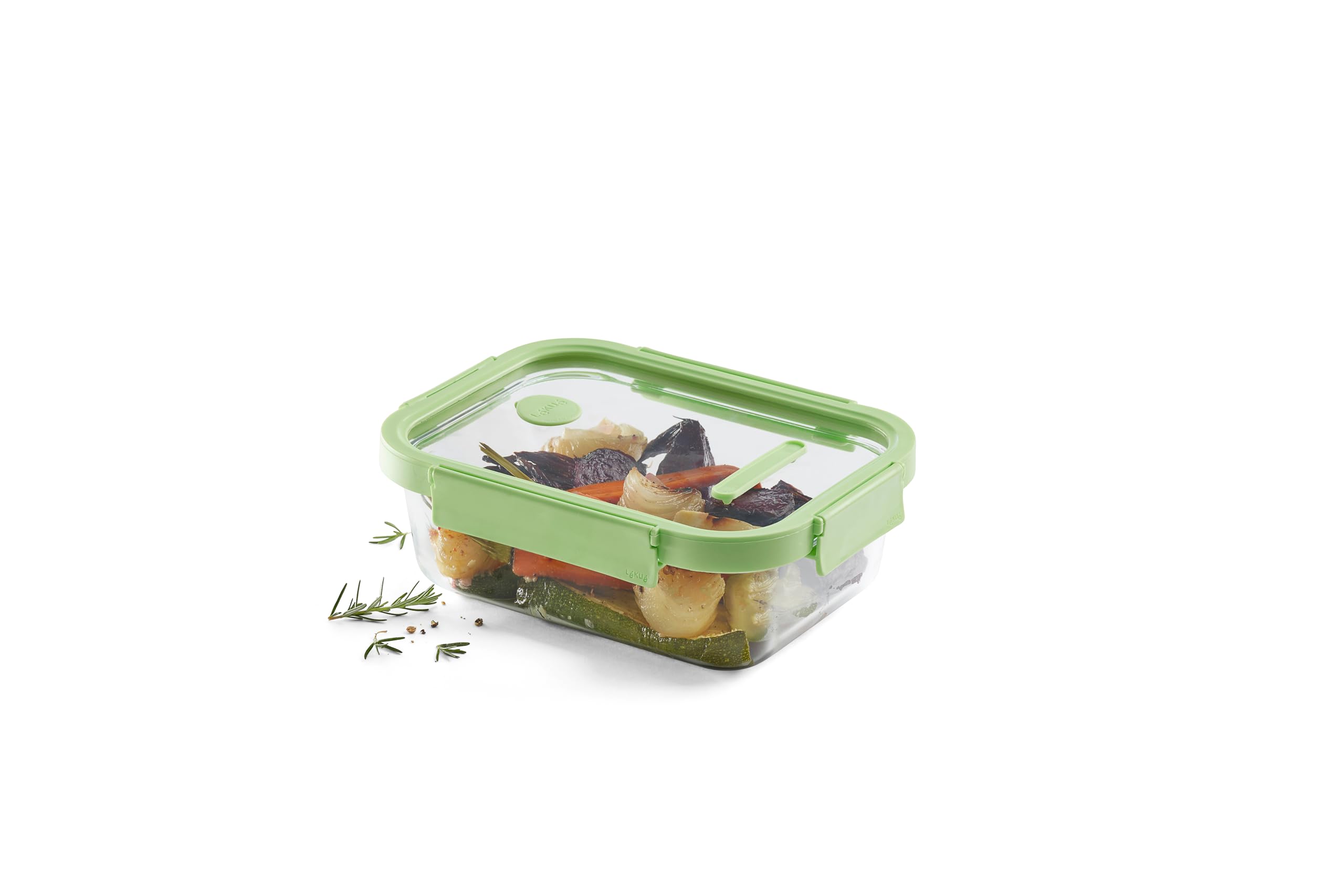 Lékué Recipiente hermético de vidrio para conservar alimentos nevera y/o congelador 1520 ml, rectangular (Paquete de 4)
