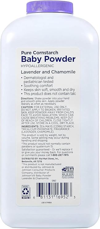 Pure Cornstarch Baby Powder with Lavender and Chamomile (2 Pack)