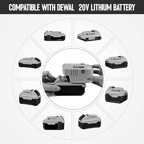 Miniatura 5 de Inversor de fuente de alimentación de 150 W para Dewalt 20 V, TEPULAS DC 20 V a CA 120 V, generador inversor de corriente alterna 120 V, adaptador