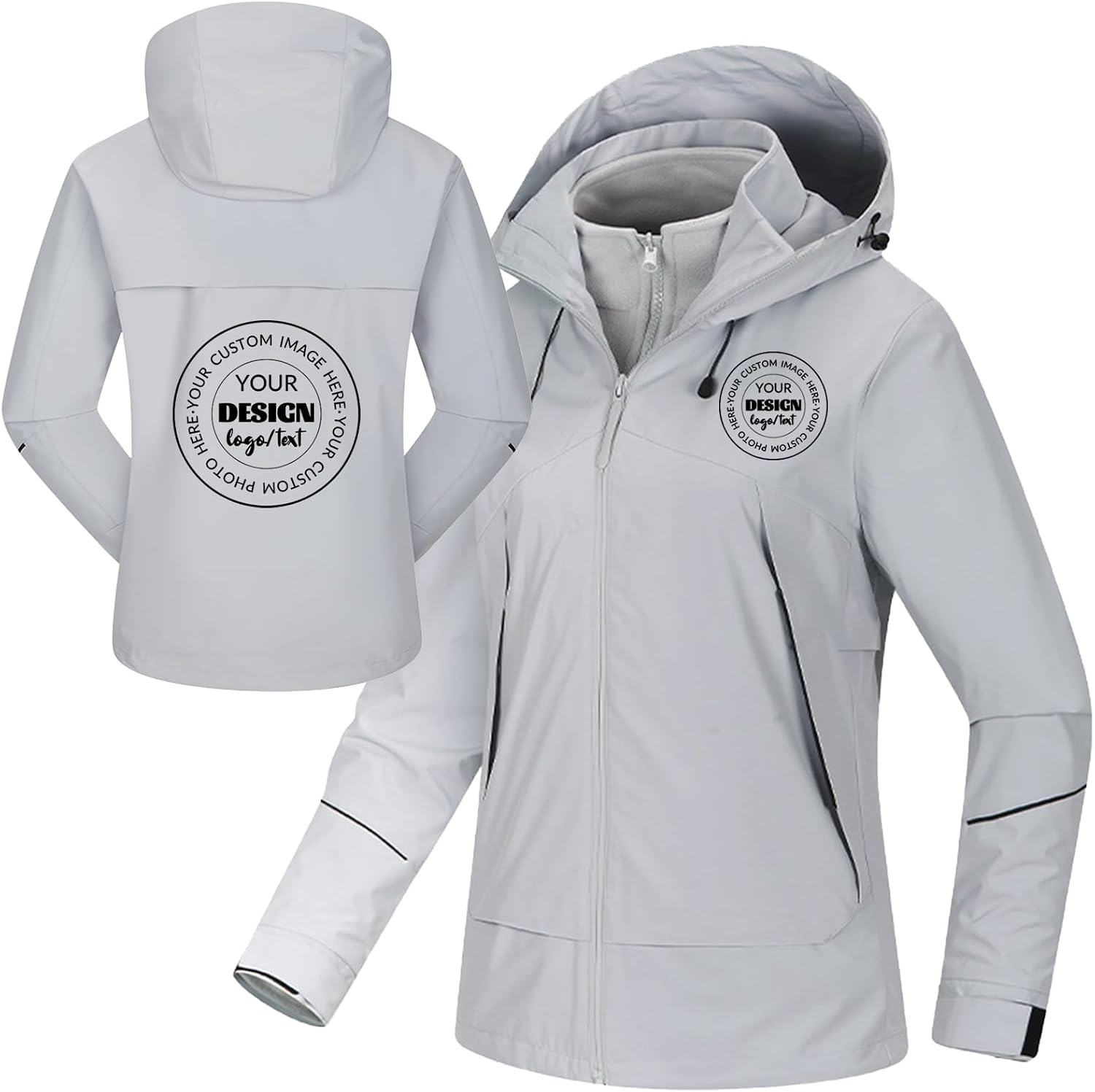 Custom Womens Skiing Jacket 3-in-1 Winter Windproof Thermal Fleece Lined Coat for Outdoor Cold Weather