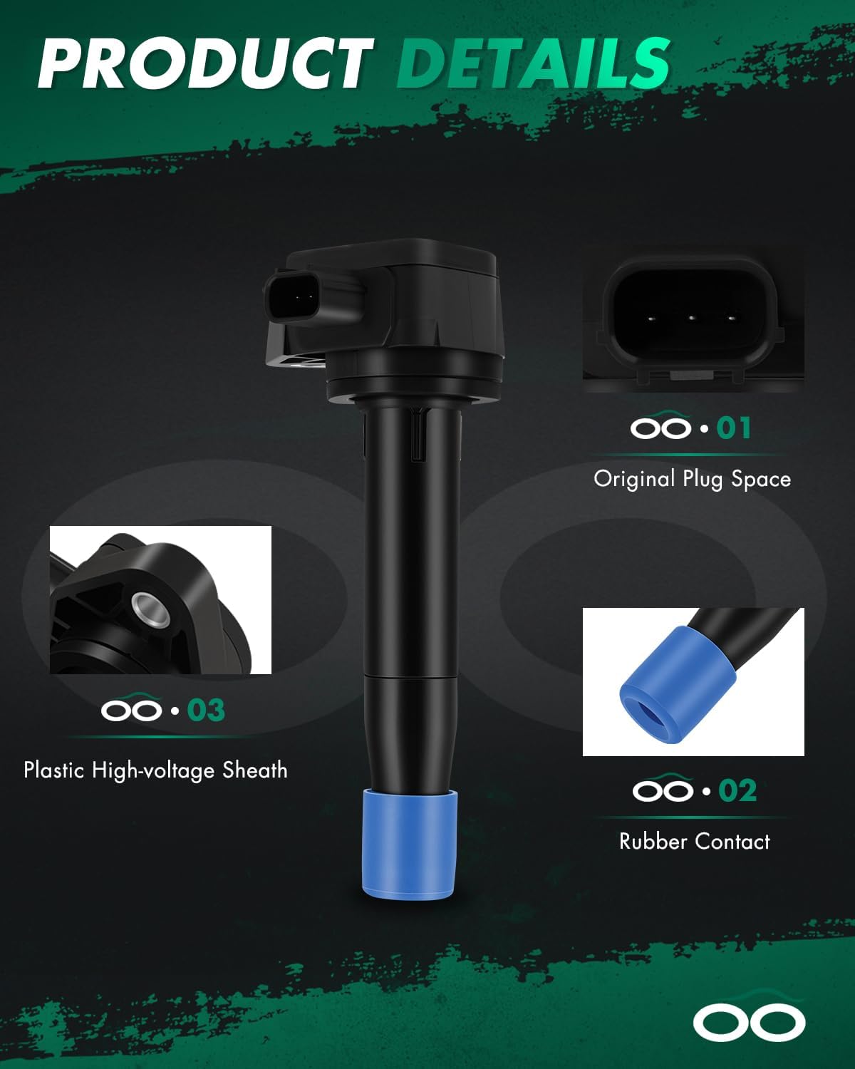 SCITOO 6Pcs Ignition Coil UF603 for Honda Ridgeline 3.5L 2009-2014 for Honda Pilot 3.5L 2009-2015 for Acura MDX 3.7L 2010-2013 UF603 1788379