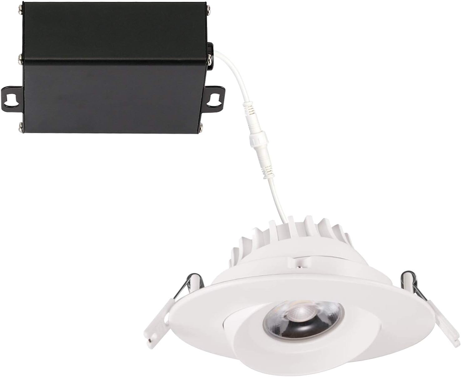 GETINLIGHT Swivel and Dimmable 4 Inch LED Recessed Lighting, Round Ceiling Panel, Junction Box Included, 3000K(Soft White), 12W(60W Equivalent), 780lm, White Finished, cETLus Listed, IN-0303-5-WH-30