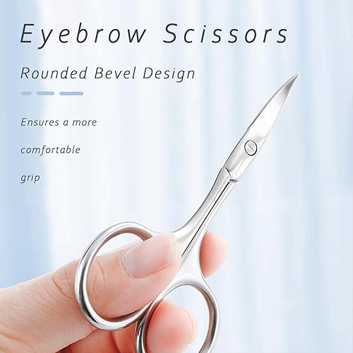 Miniatura 2 de Paquete de 2 tijeras de aseo facial para hombres y mujeres, cejas, vello de nariz, bigote, barba, pestañas, kit de recorte de oídos, cortaúñas