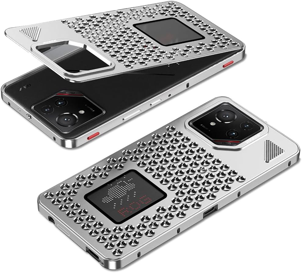 QUIETIP Case Compatible with ROG Phone 9/9 Pro/ROG Phone 8 Pro with Screen Protector,Metal Frame Cover,Silver