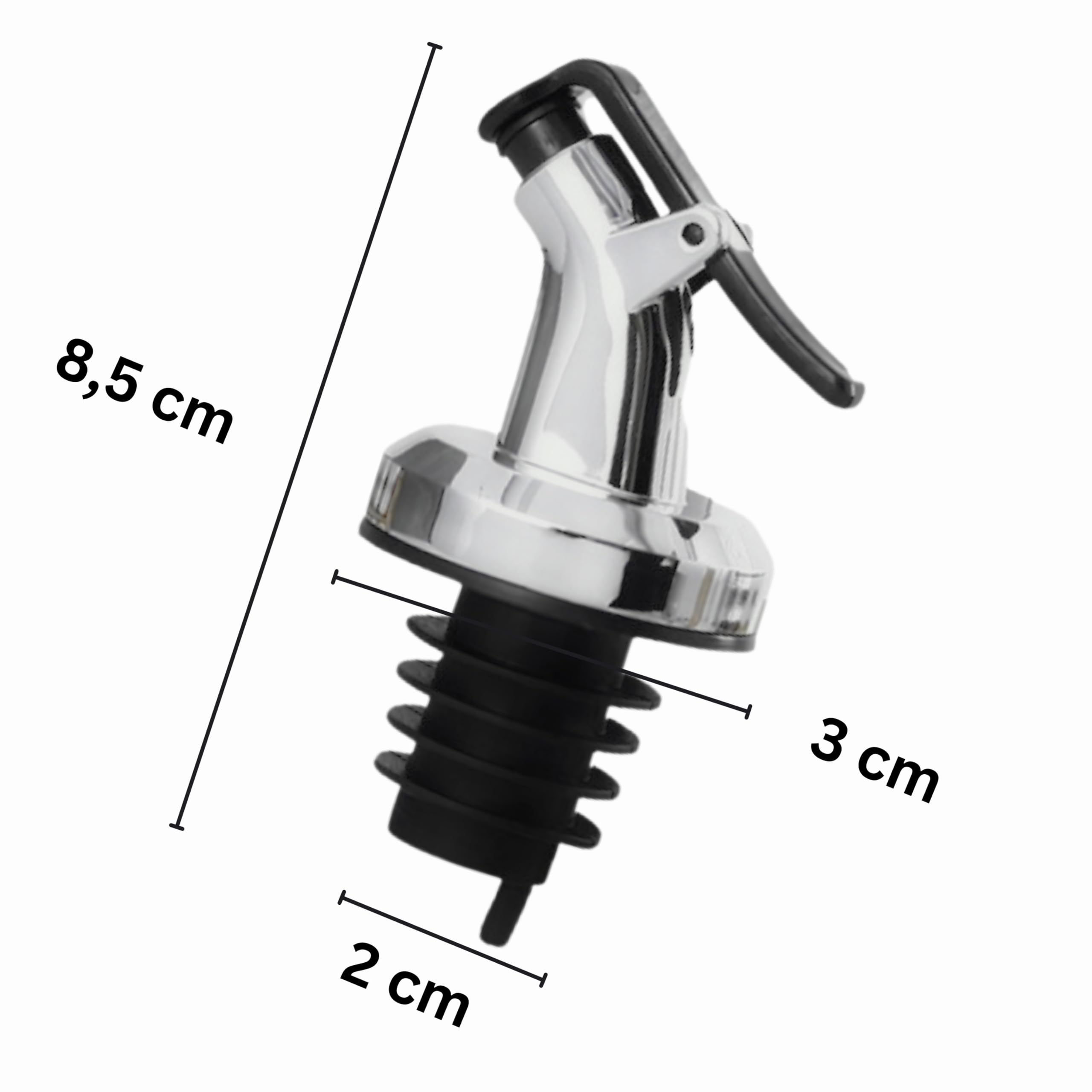 Versatore Per Bottiglie Con Dosaggio Preciso 2 Cl, Beccuccio In Acciaio Inox Con Tappo Antigoccia, Per Olio, Aceto, Liquori, Vino E Sciroppi, Universale - 2