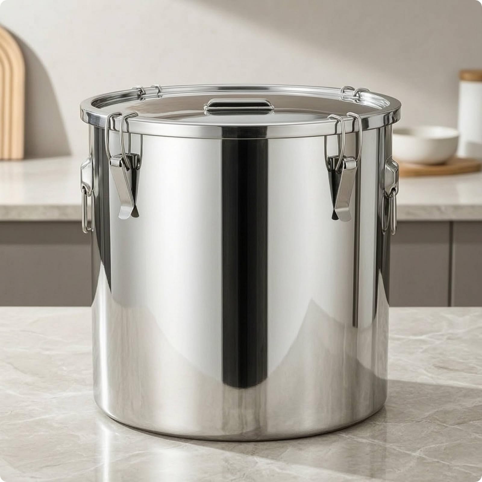Barattolo con Ganci Ermetico Contenitore con Coperchio Inossidabile Fusto per Famiglie, Chef, Ristorante, 98L